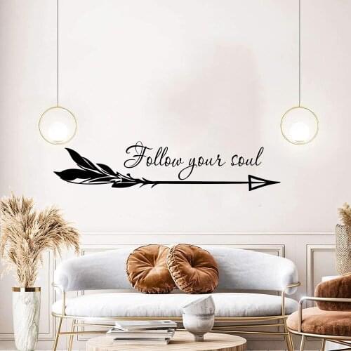 Boho Follow Your Soul Arrow Wall Decal Bedroom Kids Room Nordic Bohemian Dream Inspirational Quote Wall Sticker Vinyl Home Decor
