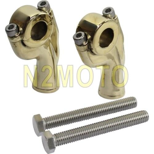 Solid Smooth Brass Motorcycles 2-1/2 Handlebar Riser 22mm 7/8" 25mm Bar Mount Clamp 1" Pullback for Harley Chopper Cafe Racer