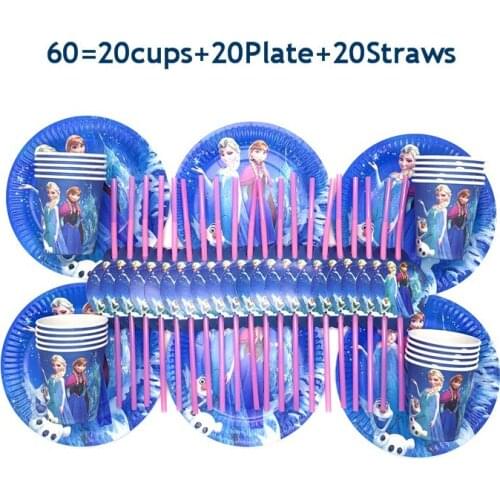 Frozen Anna Elsa Princess Themes Disposable Tableware Paper Plates For Child favors Birthday Baby Shower Supplies Party Decor