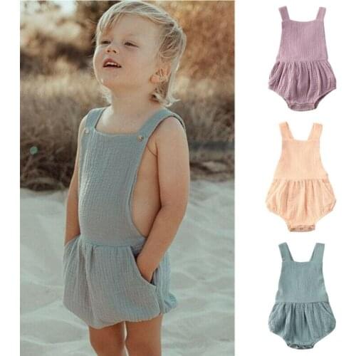 Solid Sleeveless Backless Newborn Baby Girl Romper Infant Kids Girl Rompers Summer Clothing