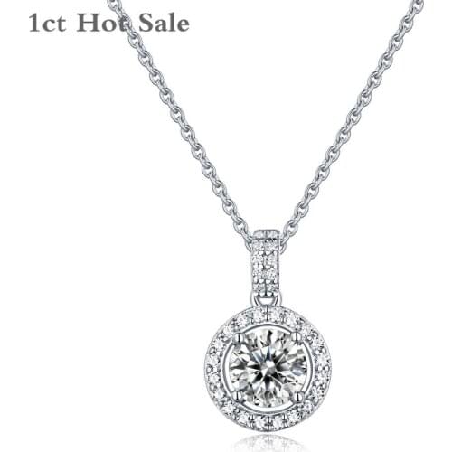 Moissanite Necklac 1ct 925 Sterling Silver Fashion Jewelry Created Moissianite Pendant Necklace For Women Party Wedding Gift