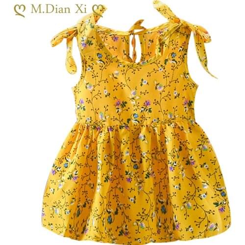 Toddler Baby Kids Girls Dress Sleeveless Ribbons Bow Princess Dresses Floral Print Kids Dresses for Girls Clothes Beach Dress