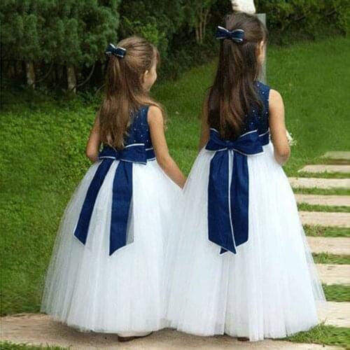 Flower Girl Dresses for Weddings Banquet Dress Girl Beaded Birthday First Communion Dresses Petals Long Sleeves Ball Gown