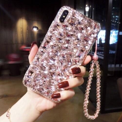 Luxury Rhinestone Case For iPhone 11 12 Pro Max 6 6s 7 8 Plus XR XS Max X 12 Diamond Capa Bling Funda Diamond Coque with Chain