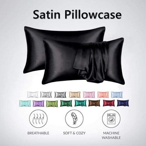 Silky Satin Pillowcase for Hair and Skin Soft and Luxury Pillow Cases Covers with Envelope Closure Queen King Standard Size