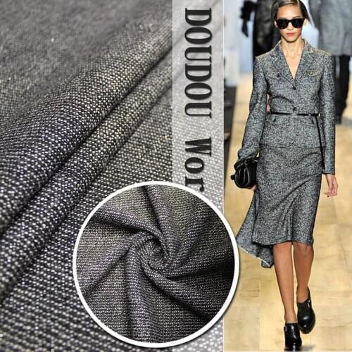 Customized 150cm wide suit suits wool fabric classic nostalgic silver wire steel flowers autumn and winter suit trousers fabric