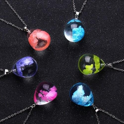 Glass Necklace New Trend Fashion and Creativity White Cloud Bird Series Transparent Glass Ball Pendant Necklace Handmade Jewelry