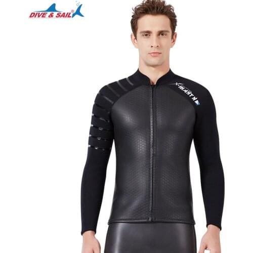 3mm Neoprene Warm Swimsuit Mens Split Wetsuit Long-sleeved Top Ladies Swimming Surfing Snorkeling Light Leather Jacket