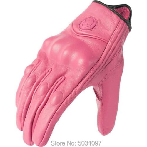 Free shipping ROCK BIKER motorcycle riding gloves Pink Leather Full Finger moto Sport Cycling ptotective Gloves touch screen