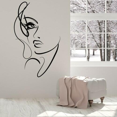 Vinyl Wall Decal Abstract Woman Face Wall Stickers Girl Beauty Salon Interior Decor Window Glass Sticker Girls Bedroom Mural