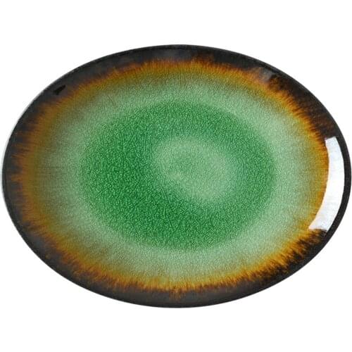 Japanese cutlery salmon dish ice dish household seafood dish Japanese cutlery large pierced body plate