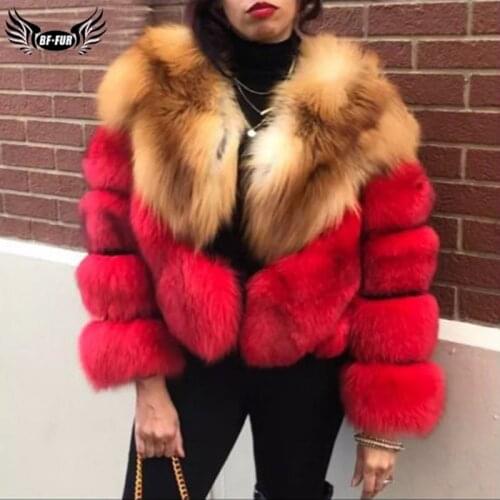 Natural Red Fox Fur Jacket Short Fashion Women Real Fox Fur Coats Winter Outwear Luxury Genuine Leather Fur Coat Plus Size Woman