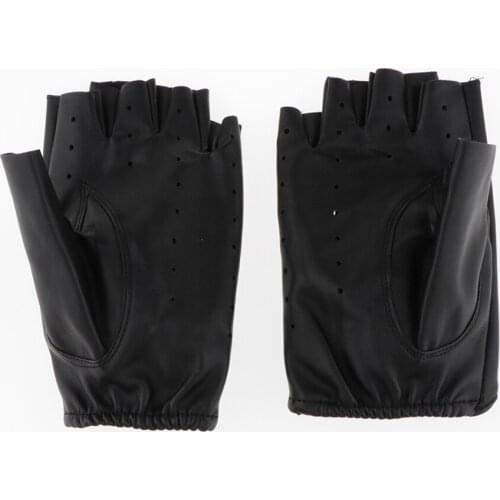 Women Mens Fingerless Half Finger Driving Motorcycle Cycling Leather Gloves