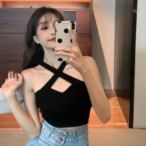 Women Corset Tops Spring And Autumn Halter Top Womens Knitted Sexy Sleeveless Short Camisole Tank Camis Crop Top For Women