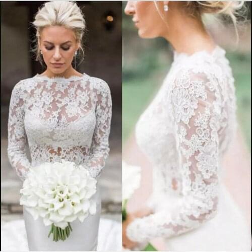 Elegant New Lace Topper Wedding Wrap Jacket Long Sleeves Applique White Ivory Bridal Bolero Custom Size 2 4 6 8 10 12