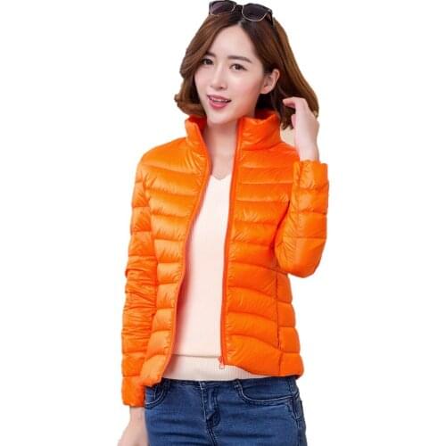 2017 women ultra light down jacket winter duck down jackets women slim thin long sleeve parka zipper coats pockets solid