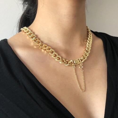 2021 Vintage Fashion Gold Punk Necklace For Women Female Adjustable Collar Thick Chain Multifunctional Bracelet Jewelry Gift