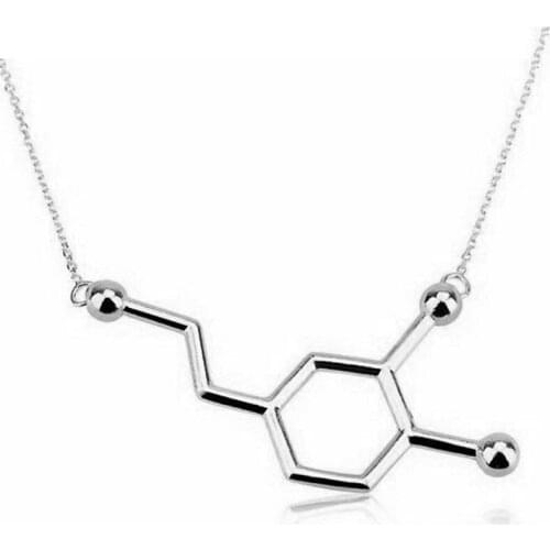 1Pc New Arrival Dainty Chemistry Element Pendants Dopamine Molecule Clavicle Necklaces Gold Silver Plated Female Jewelry