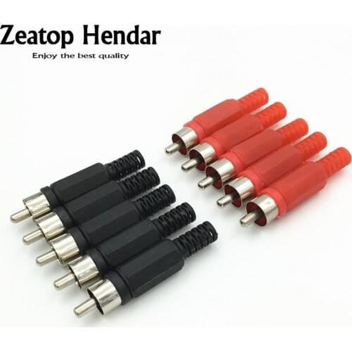 100Pcs RCA Male Plug Solder Type Audio Cable Connector Red and Black