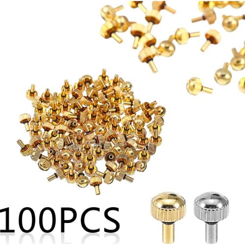 100pcs Watch Crown 3.5mmx0.9mm Replacement Screw Tube Watch Crown Gold Color Parts Set Watchmakers Watch Repair Tool