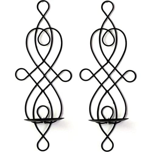 2 Pack Retro Wrought Iron Candle Holder Wall Mounted Decorative Candle Holder for Home Decorations Weddings Decoration Xmas Gift