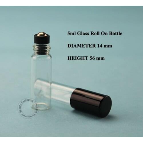 50pcs/Lot Wholesale 5ml Perfume Glass Essential Oil Roll On Bottle 1/6OZ Container Cosmetic Liquid Sample Test Packaging
