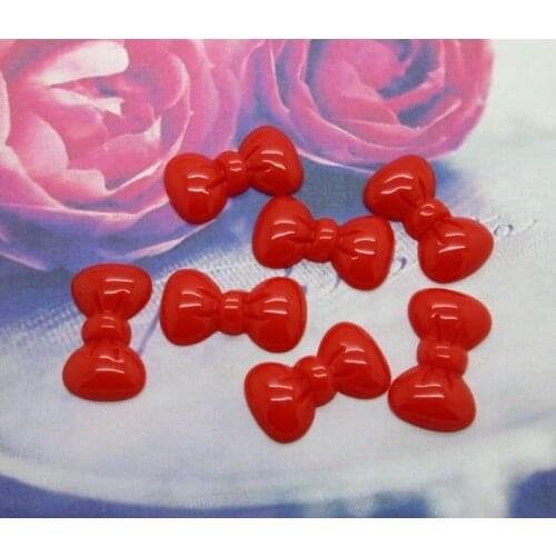 50Pcs Resin Red Bowknot Crafts Flatback Cabochon Scrapbooking Decorations Fit Hair Clips Embellishments Beads Diy