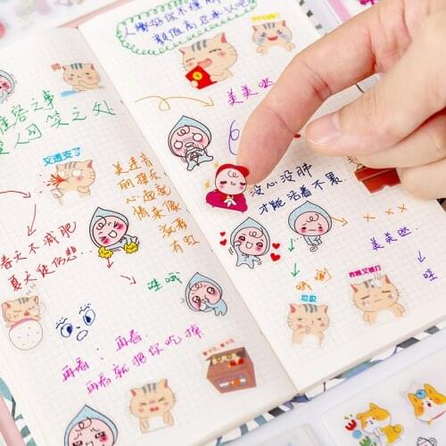 6 Pcs Korean Cute Cartoon Girl Decorative Stationery Daily Stickers Kawaii Scrapbooking DIY Diary Planner Album Stick Lable