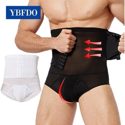YBFDO Mens Abdomen Briefs High waist triangle Breathable Tummy Shaping belly Pants Breasted Underwear New Hip-lifting Pants