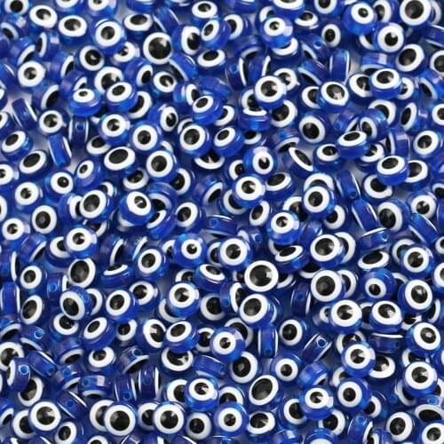 Oval Shape Spacer Beads Blue Evil Eye Beads Stripe Resin Beads for Jewelry Making DIY Charms Bracelet Necklace 6/8/10mm