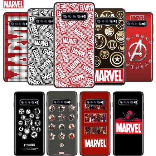 Marvel Logo Fashion For Samsung Galaxy Note 20 10 9 8 S21 S10 S10E S9 S8 S7 Ultra Lite Plus Pro Black Soft 5G Phone Case