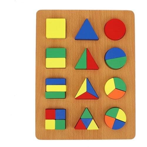 Kid Early Educational Toys Geometry 3 Shapes Triangle Square Round Cognition Board Wooden Mosaic Toy Best Gift For Children