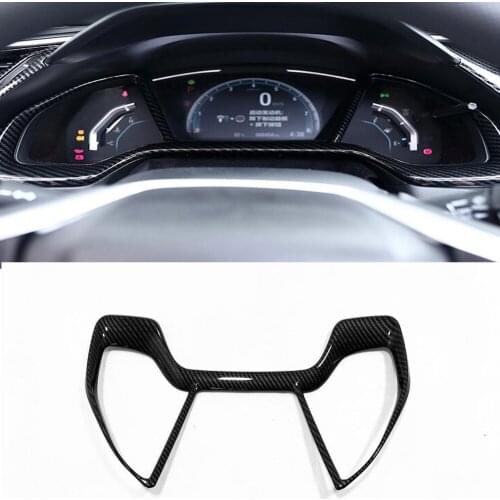 For Honda Civic 10th 2016 2017 2018 2019 Carbon Fiber Car Dashboard Instrument Panel Cover Trim Frame Decoration Styling