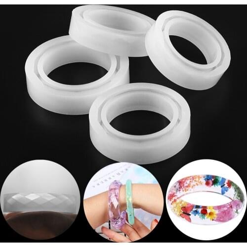 1Pcs Clear Silicone Rhombus Pattern Bangle Mould Epoxy UV Resin Real Flower Mold For DIY Bracelets Jewelry Making Findings Tools
