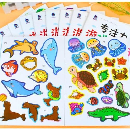 Books Childrens Concentration Sticker 2-6 Year Old Baby Cartoon Stickers Brain Puzzle Game Early Teaching Libro livros Livres