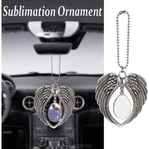 Angel Wing Sublimation Blank Pendant Heat Transfer Double-sided Printing Car Hanging Ornaments for Auto Home JE23 21 Dropship