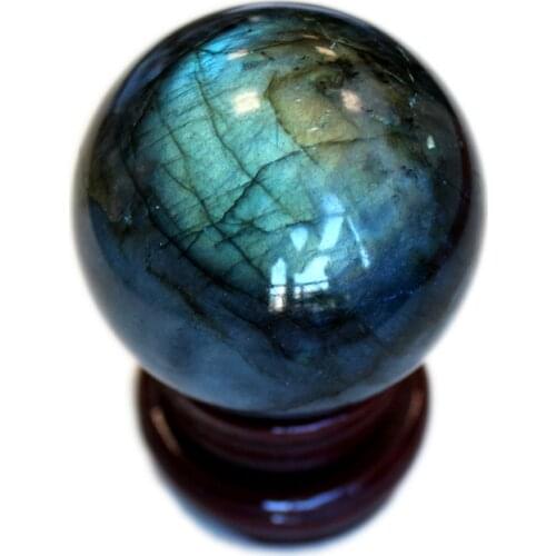 60mm natural quartz crystal flash labradorite ball body heal beautiful gift free shipping