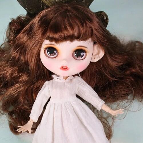 ICY DBS Blyth Doll matte face white skin cute brown curly hair suit doll with teeth lips eyebrows 30cm DIY BJD SD gift