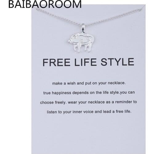 12pcs Fashion Jewelry Animal Ornaments Zodiac Free Life Style Pig Logo Silver Color Alloy Clavicle Pendant Short Necklace Gift