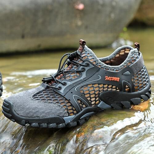 Breathable Mesh Men Tactical Hiking Shoes Outdoor Non-slip Durable Trekking Climbing Shoes Male Upstream Wading Water Sneakers