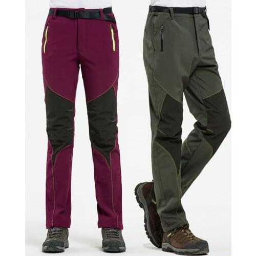 New Men Women Fleece Softshell Camping Hiking Pants Winter Outdoor Sports Trousers Trekking Ski Waterproof Pants