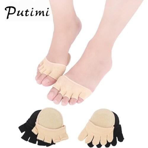 PUTIMI Foot Toe Socks for Pedicure Front Foot Pads Toe Pad Orthopedic Cotton Sock Heels Toe Protector Foot Care Tool 2Pcs=1Pair