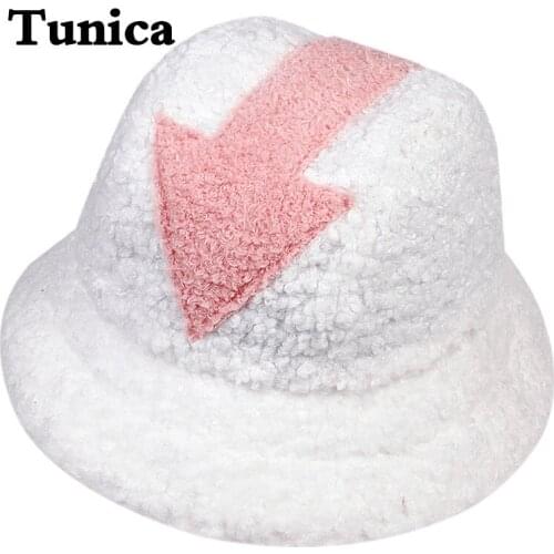 New Fashion Hip Hop Lamb wool hat winter warm Fisherman hats Arrow Symbol Printed Bucket Hats Men Women tide Flat Top caps