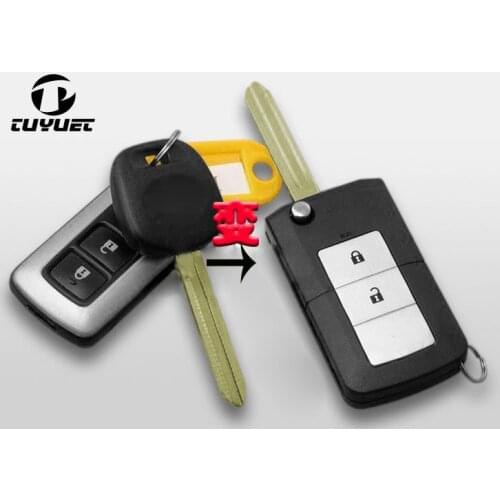 New ! 2 Buttons Modified Flip Folding FOB Case For Toyota Highlander Yaris Remote Key Shell Blanks