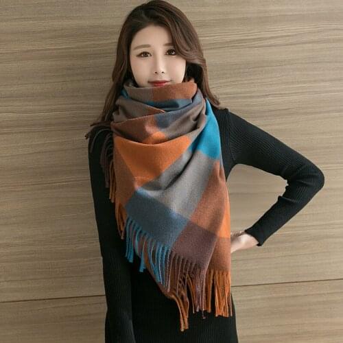 2020 new design brand warm cashmere plaid scarf spring, autumn and winter thickening warmth shawl wild bib lady turban SP82