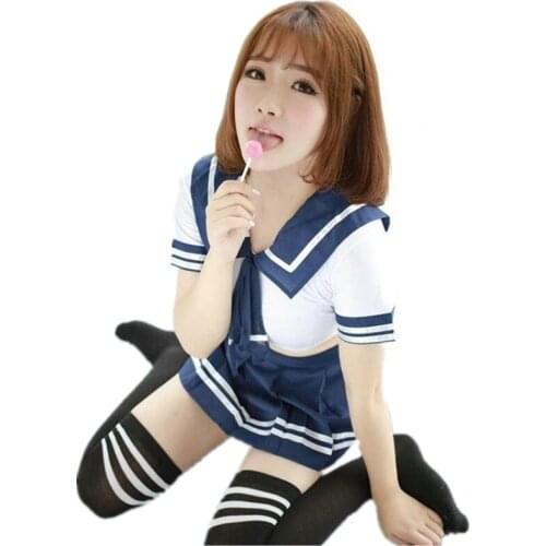 New design V-neck lingerie transparent fission uniforms appeal students sailor suit Erotic Cosplay Student Uniforms Sexy Costume