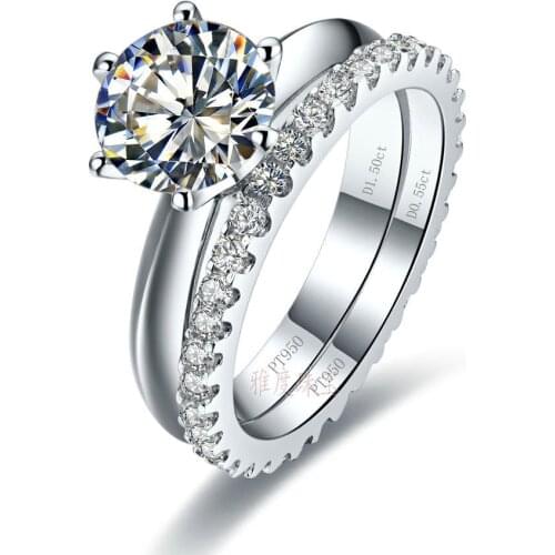 Luxury 1.5 cushion cut sona Synthetic Gemstone engagement rings,solid silver ring set, couple weeding ring