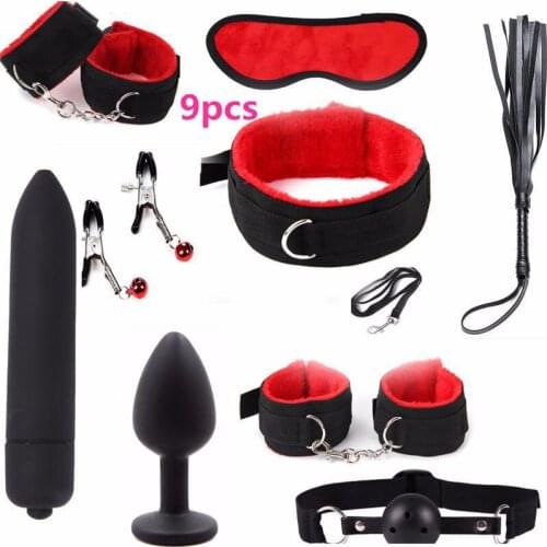 Sex Toys for Woman Bdsm Bondage Set Collar Nipple Clamps Whip Silicone Butt Plug Erotic Toys Sex Handcuffs Sex Adult Games