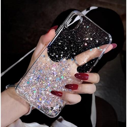 Glitter Sequins Jelly Transparent soft Case For Samsung Galaxy S20 S10 Plus S9 s8 A01 A31 A41 M31S M51 cover phone bags coque
