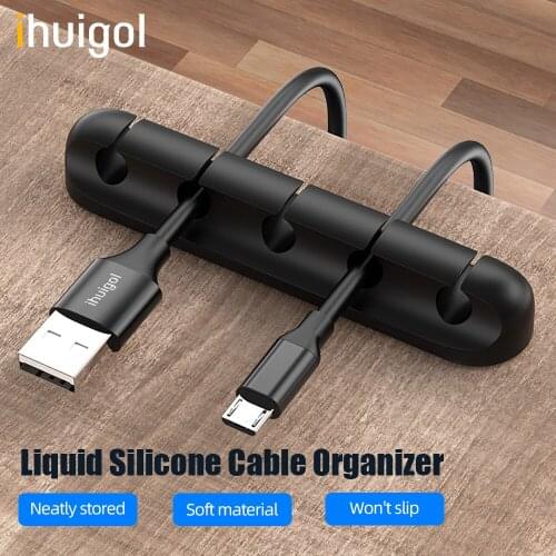 Ihuigol Silicone Cable Organizer Wire Storage Winder For Mouse Earphone Headset Cable Holder Management Clips In Car Home Office